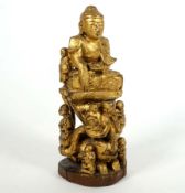 SKULPTUR, China, 19.Jh., Buddha auf Lotussitz von Elefant getragen