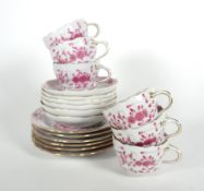 KAFFEEGEDECKE; Satz von 6, 3tlg., Staatl Porzellanmanuf Meissen,
