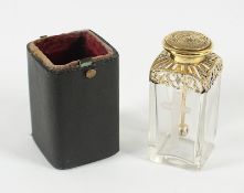 Reise-Weihwassersprenger, farbloses Glas, Silber 12lötig, vergoldet, Wien, 1860