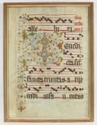 großes Blatt aus einem Missale, mit verzierter Initiale, auf Pergament, 14.Jh., R.