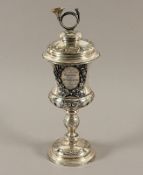 Deckel-Pokal, Silber geprüft, deutsch, um 1865