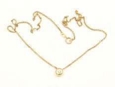 Brillantanhänger an Kette, 585/ooo Gelbgold, 3,8g
