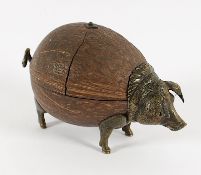 Tischklingel, Bronze, Kokos, 19.Jh.