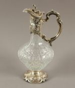 Karaffe, farbloses Glas, Montierung Silber 925/ooo, Topazio, Portugal, 20.Jh.