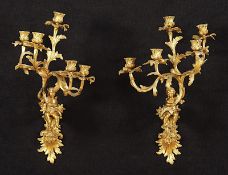 Paar Wandleuchter, Bronze, Frankreich, E.19.Jh