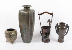 vierteiliges Konvolut, Bronze, Japan, Meiji