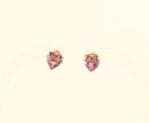 Paar Amethystohrstecker, 585/ooo Gelbgold, 1,1g