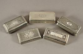 fünf Tabatieren, Silber 13lötig, 800/ooo bis 950/ooo, 19./20.Jh.