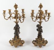 Paar figürliche Girandolen, Bronze, Frankreich, um 1870