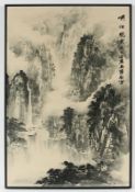 Gebirgslandschaft, Maler des 20.Jh. (Wu-Qin?), Tusche auf Papier, gerahmt