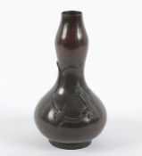 Vase in Form eines Doppelkürbis, Bronze, Japan, Meiji