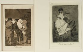 Goya, Francisco, zwei Radierungen