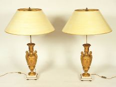 Paar Tischlampen, Bronze