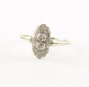 Art-Deco-Diamantring, 590/ooo Weißgold, 2,4g