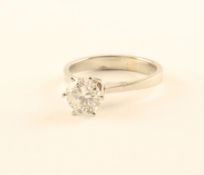 Solitärring, 585/ooo Weißgold, ca. 1,25ct., 3g