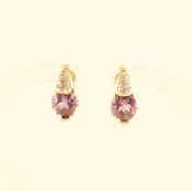 Paar Amethystohrstecker, 585/ooo Gelbgold, 3g