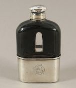 Taschenflasche, Montierung Silber 925/ooo, London, 1870