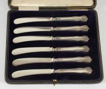 Satz von sechs Obstmessern, Griff Silber 925/ooo, Etui, Sheffield, 1905