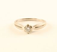 Solitärring, 585/ooo Weißgold, 2,4g