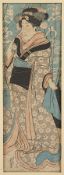 Farbholzschnitt, Keisai Eisen (1790-1848), Frau im Kimono, Japan