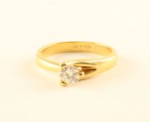 Solitärring, 750/ooo Gelbgold, Brill. ca. 0,45 ct.