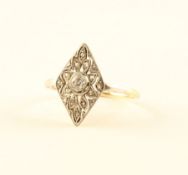 Art-Deco-Diamantring, 585/ooo Weiß- und Gelbgold, 2,3g