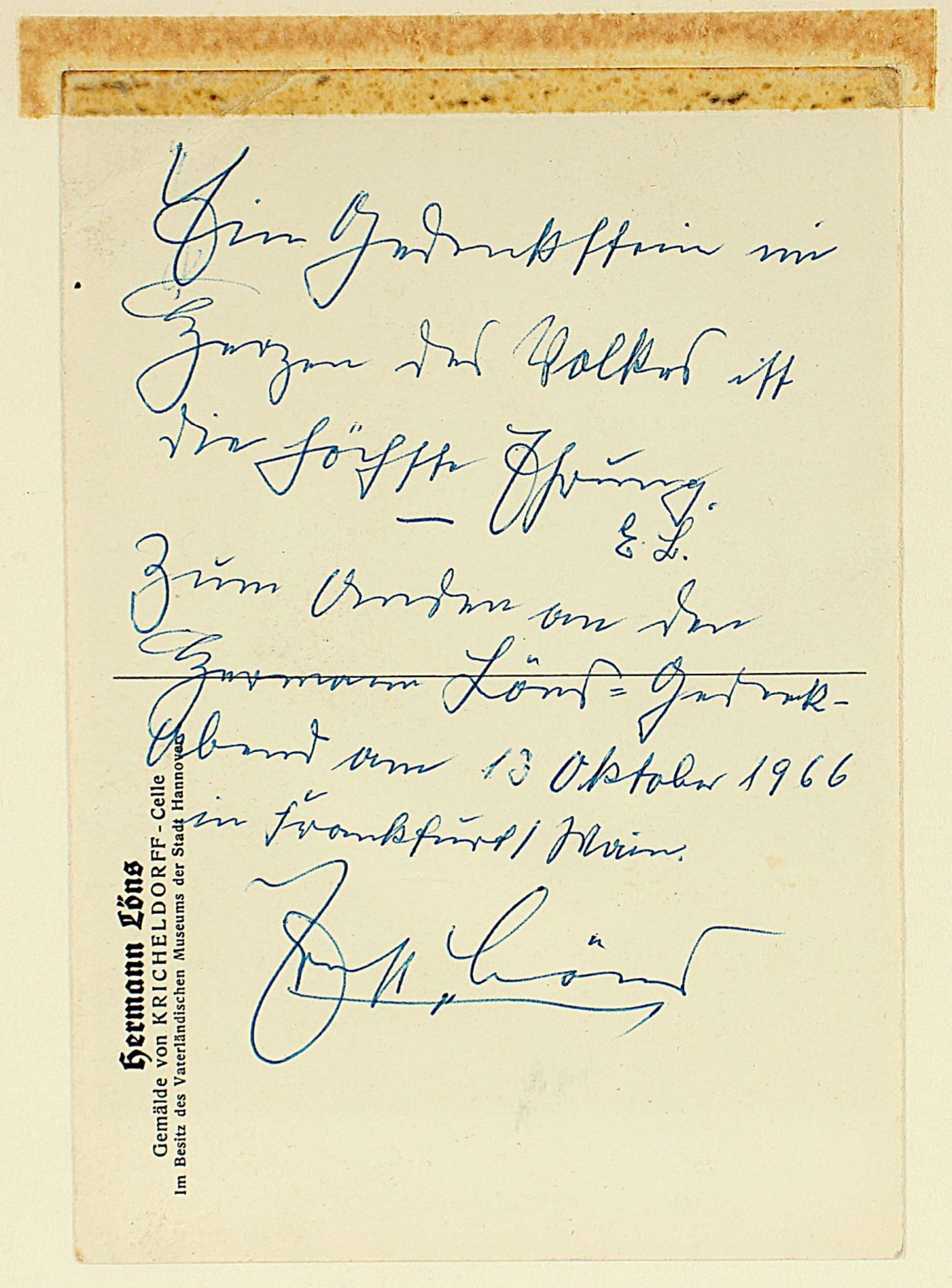 Autogrammkarte "Hermann Löhns", gerahmt - Bild 2 aus 2