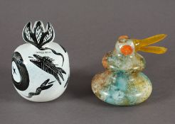 zwei Paperweights, Kosta Boda, farbloses Glas, Nachlass Grillo