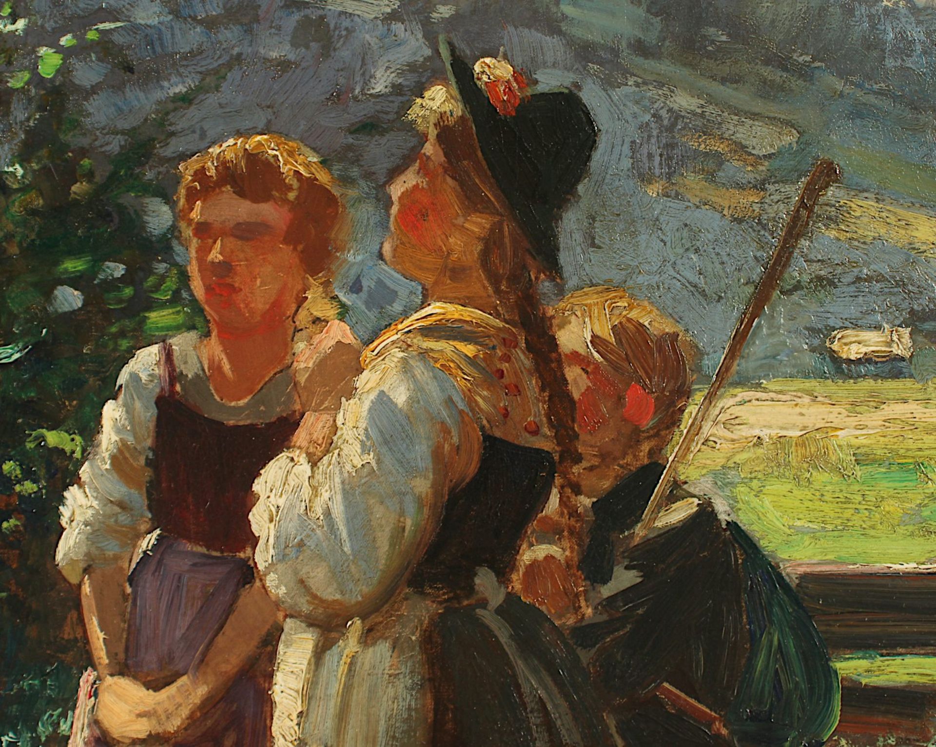 Böker, Carl (1836-1905), "Drei Bauernkinder am Wegkreuz", R. - Bild 3 aus 5