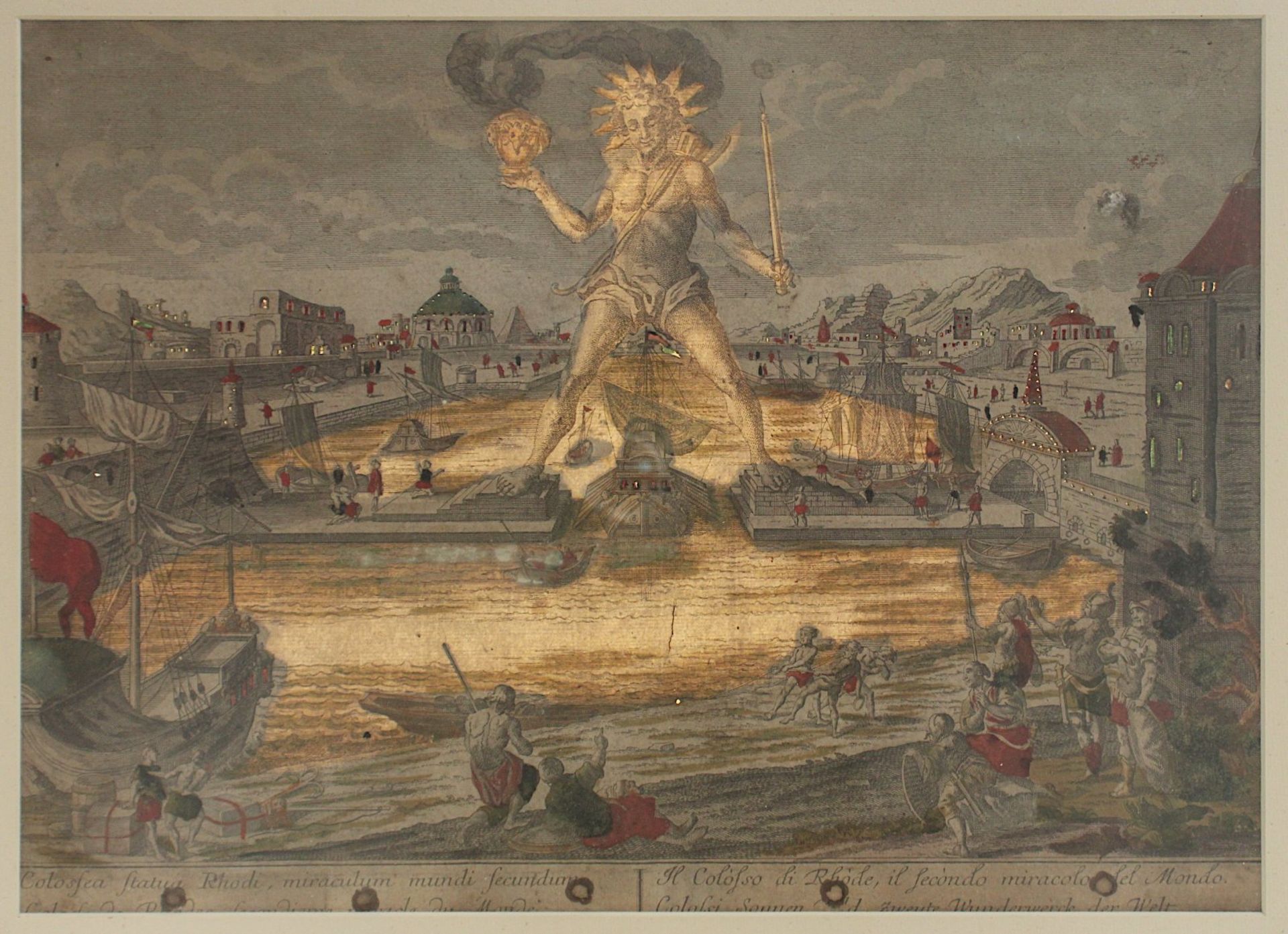 vier Guckkastenblätter, illuminiert, aus den Weltwundern, B. Probst, um 1770 - Bild 2 aus 9