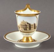 Ansichtentasse mit Untertasse, Schauspielhaus Berlin, KPM Berlin, um 1930