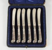 Satz von sechs Messern, Silber 925/ooo, Etui, Sheffield, 1901