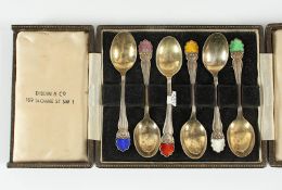 sechs Moccalöffel, Silber 925/ooo, emailliert, Etui, Dänemark, 20.Jh., Nachlass Grillo