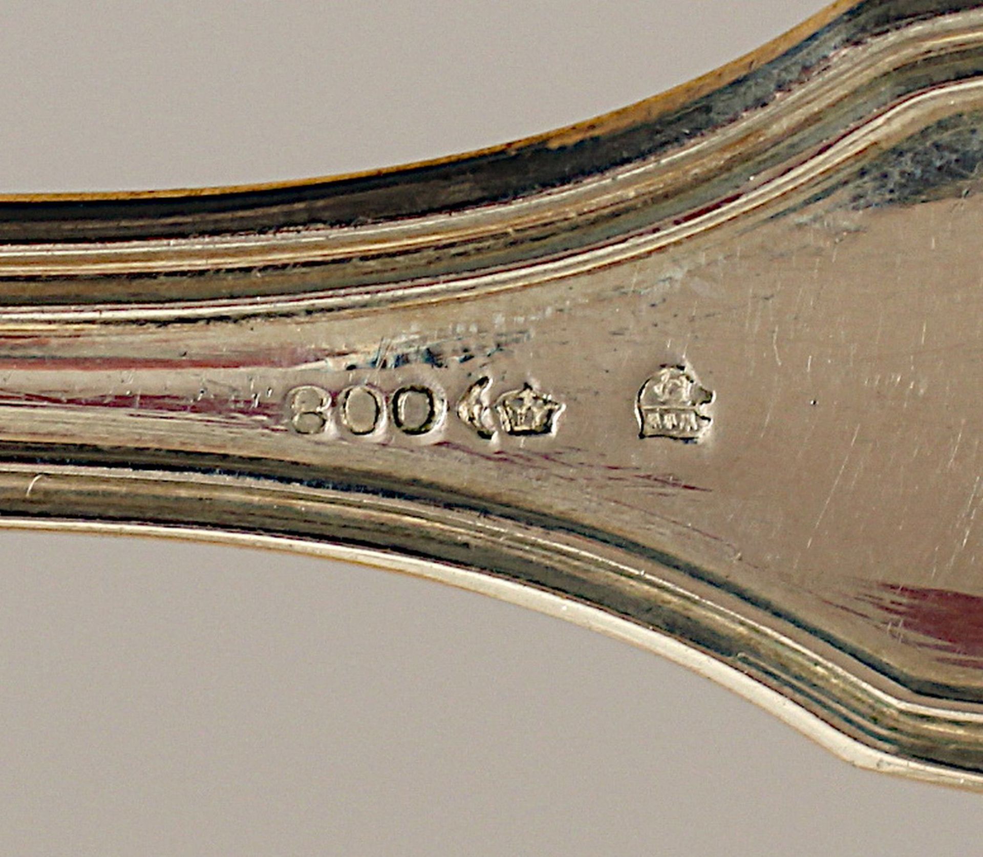 Speisebesteck für zwölf Personen, Silber 800/ooo, Augsburger Faden, deutsch, um 1900, Etui - Bild 3 aus 5