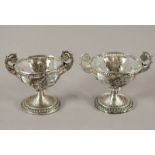 Paar Salieren, Silber geprüft, Glas, deutsch, 19.Jh.