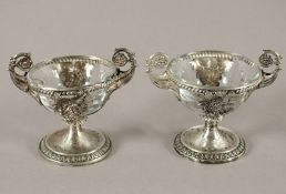 Paar Salieren, Silber geprüft, Glas, deutsch, 19.Jh.