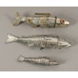 drei Riechdosen in Form von Fischen, Silber geprüft, deutsch, 19.Jh.
