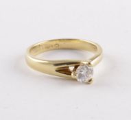 Solitärring, 750/ooo Gelbgold, Brill. ca. 0,45 ct.