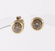 Paar Brillantohrstecker, 750/ooo Gelbgold, je ca. 0,30 ct.,