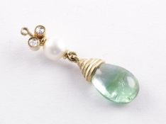 Anhänger, 585/ooo Gelbgold, geprüft, Perle, Diamant