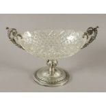 Kleiner Tafelaufsatz, Silber 13lötig, Glasschale, deutsch, 19.Jh.