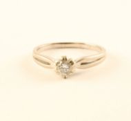 Solitärring, 585/ooo Weißgold, 2,4g