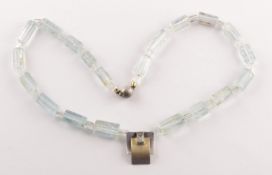 Aquamarincollier, 925/22 ct., Magnetverschluss