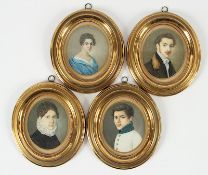 vier Miniatur-Portraits der Familie Rügemer, deutsch, um 1820