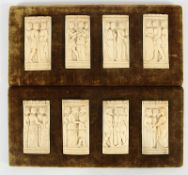 acht Reliefs einer Schatulle, Bein, wohl Werkstatt der Embriachi, Venedig, 15.Jh.