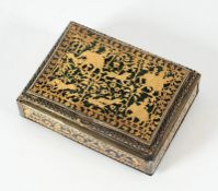 Dose in thewa-Technik, Silber vergoldet, Goldfolie, Glas, Indien, Rajasthan, 2.H.19./A.20.Jh.
