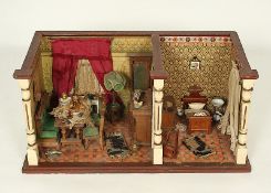 Puppenstube mit Ausstattung, deutsch, um 1900, Nachlass Grillo