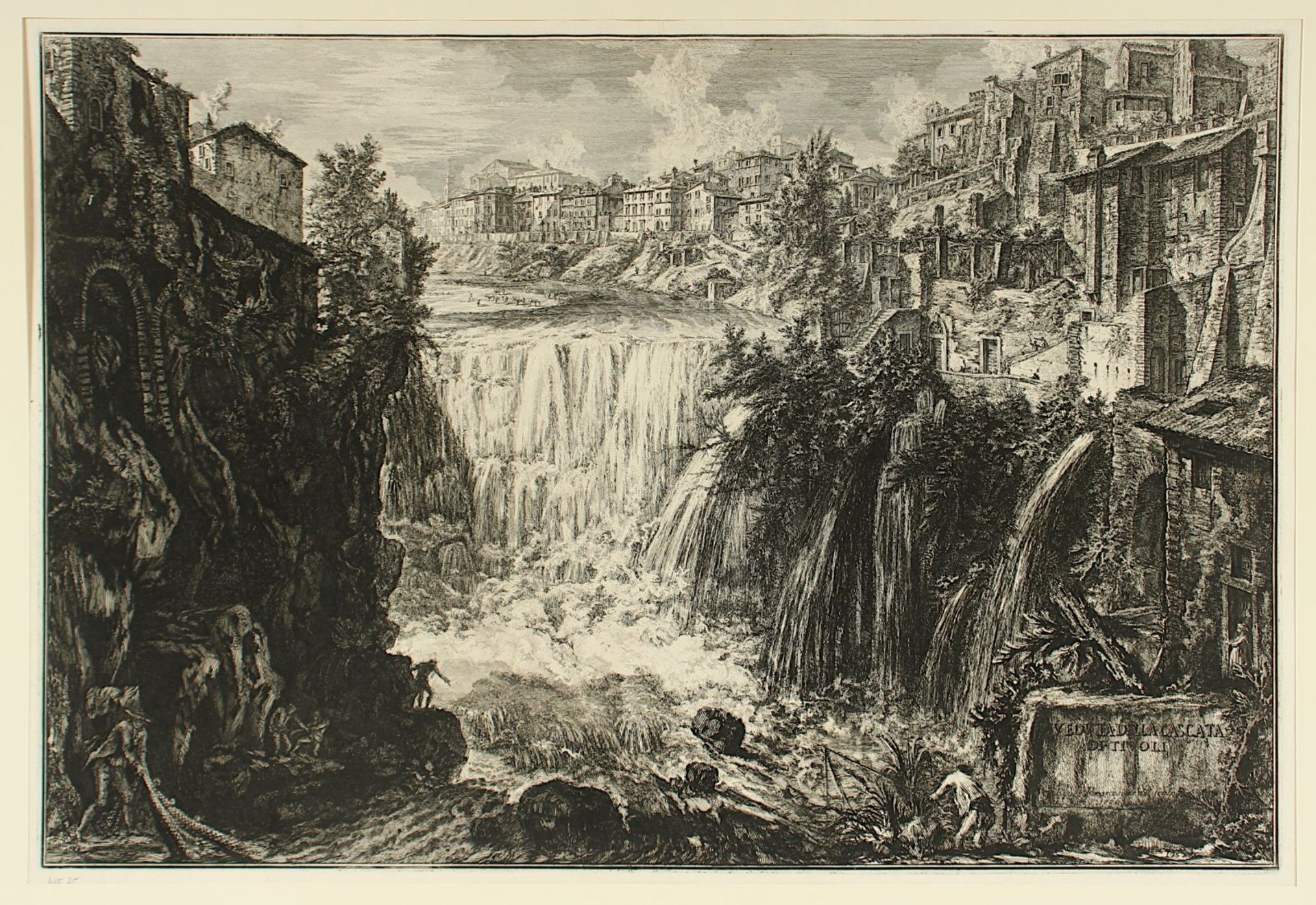 Piranesi, "Veduta della Cascata di Tivoli", Radierung, ungerahmt