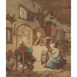 Van Amstel, Cornelius Ploos (1726-1798), "Der Zeitungsleser", kolorierte Radierung, nach Ostade