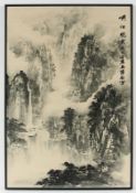Gebirgslandschaft, Maler des 20.Jh. (Wu-Qin?), Tusche auf Papier, gerahmt